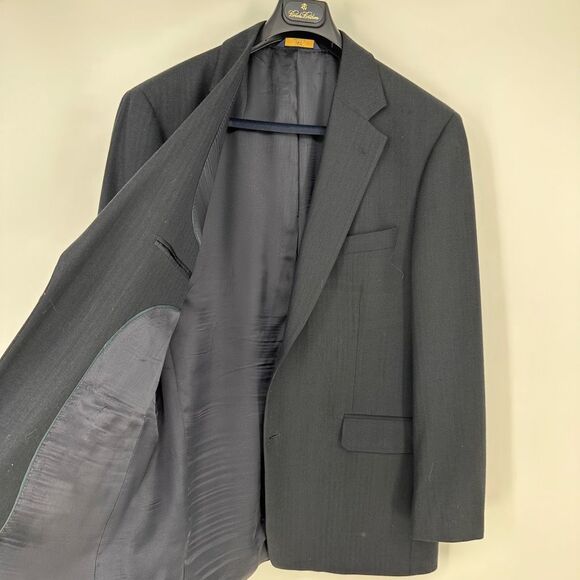 346 Brooks Brothers Mens Two Button Blazer Jacket Black Wool Size 43R - Picture 4 of 9